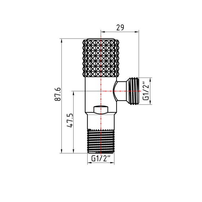 Кран кутовий (круг)  Thermo Alliance Standart 1/2"ЗЗ, нерж, хром, керам. буксу TAS351W1515