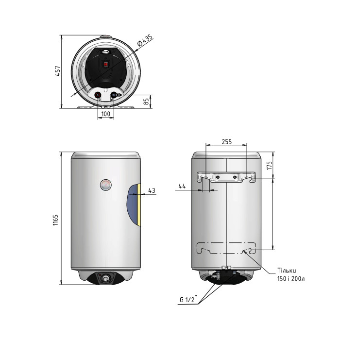 Водонагрівач електричний Thermo Alliance Spectra 120 л вертикальний, мокрий ТЕН 2,0 кВт, d 435 мм