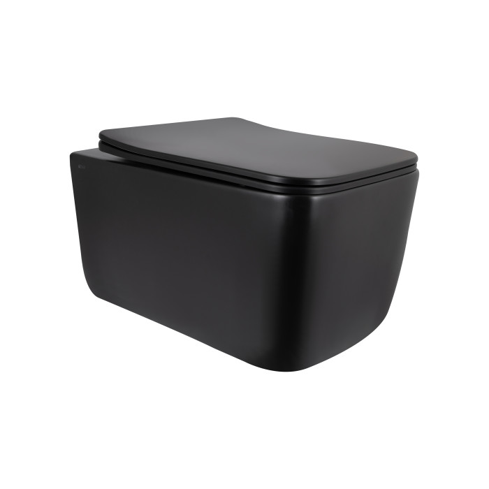 Унітаз підвісний Qtap Gemini Ultra Quiet 485×340×350 мм, Matt Black, з сидінням Slim Duroplast / Soft-close / Quick Release QTGEM28BLM50505