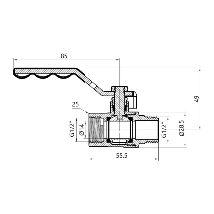 Кран кульовий Thermo Alliance Standart 1/2" ВЗ для газу (важіль) SD605NG15PN40