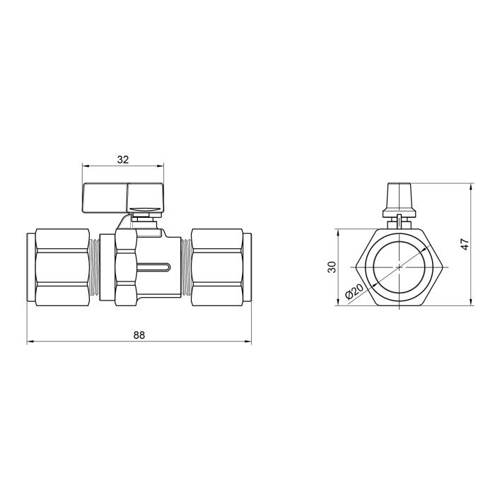 Кран кульовий обтискний Thermo Alliance Forte 20 SF263W20