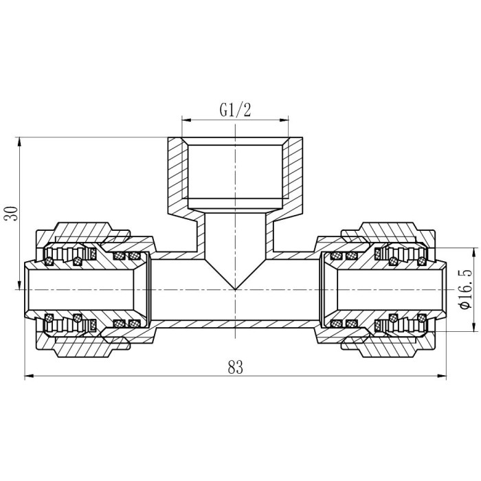 Тройник обтискний Thermo Alliance Forte 16х1/2"х16 ВР SF177W161516