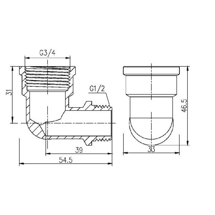 Кут редукційний Thermo Alliance Forte 3/4"х1/2" ВЗ SF3702015