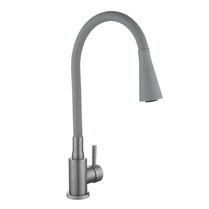 Змішувач для кухні Lidz Aria 015F31 (k35) з гнучким виливом LDARI015F31GGRP49567 Graphite/Grey