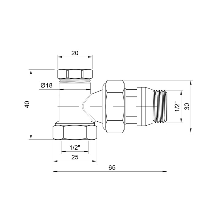 Кран радіаторний Thermo Alliance Base 1/2" ВЗ з антипротіканням кутовий SD229W15