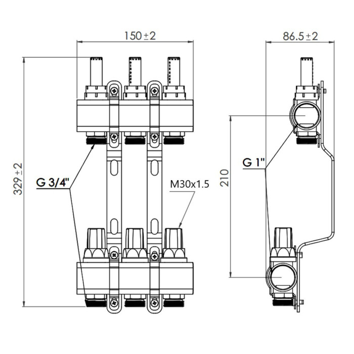 Колектор з витратомірами Thermo Alliance Forte 1" 3 виходи SF001W3