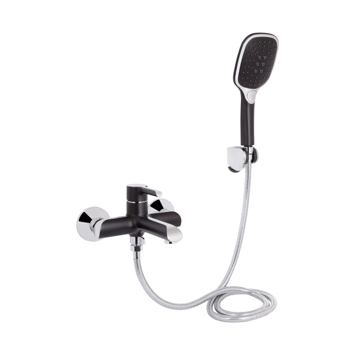 Змішувач для ванни Qtap Grand (з душовим гарнітуром) QTGRABCR006 Chrome/Black