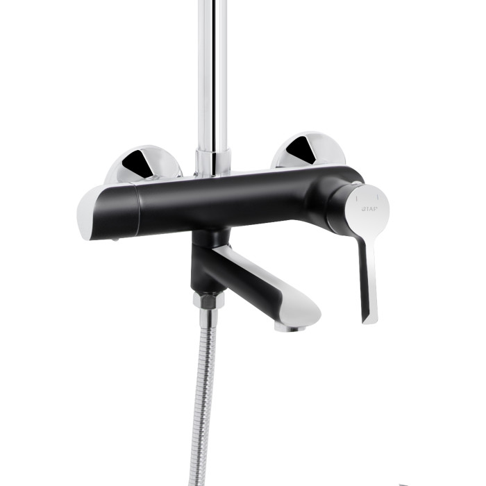 Душова система універсальна Qtap Grand на три споживачі (з виливом) QTGRABCR1004 Chrome/Black