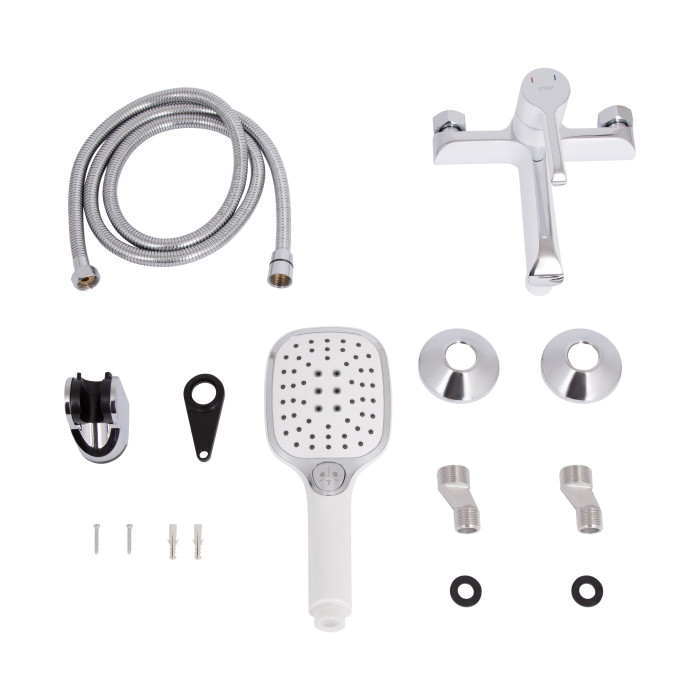 Змішувач для ванни Qtap Grand (з душовим гарнітуром) QTGRAWCR006 Chrome/White