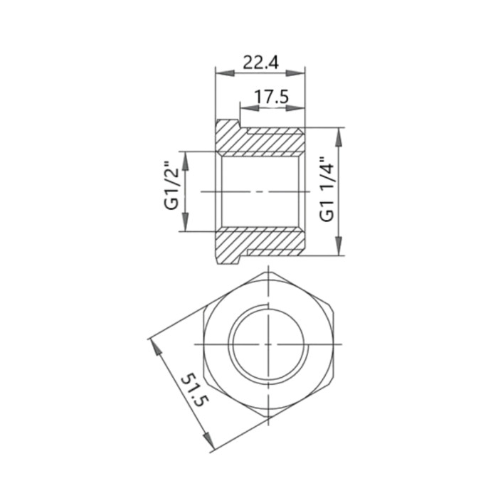 Футорка чавунна радіаторна 1" 1/4х1/2" ВЗ ліва