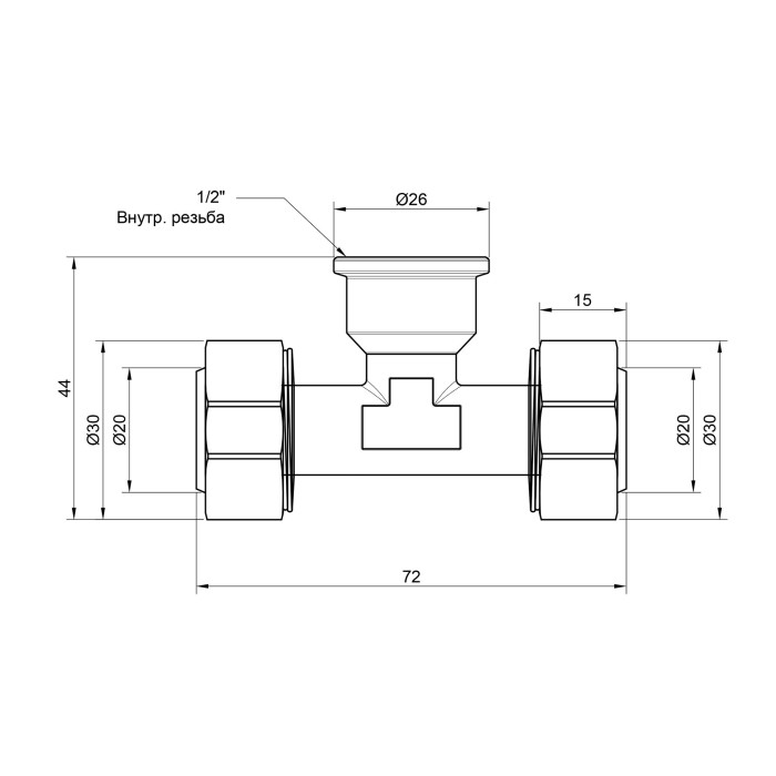 Трійник обтискний Thermo Alliance Standart 20х1/2"х20 ВР SD159W201520