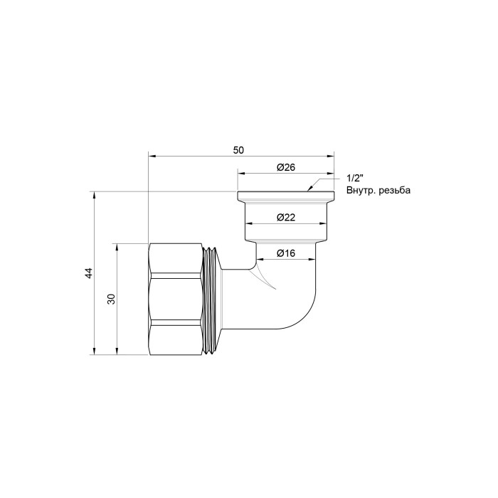 Кут обтискний Thermo Alliance Standart 20х1/2" ВР SD156W2015