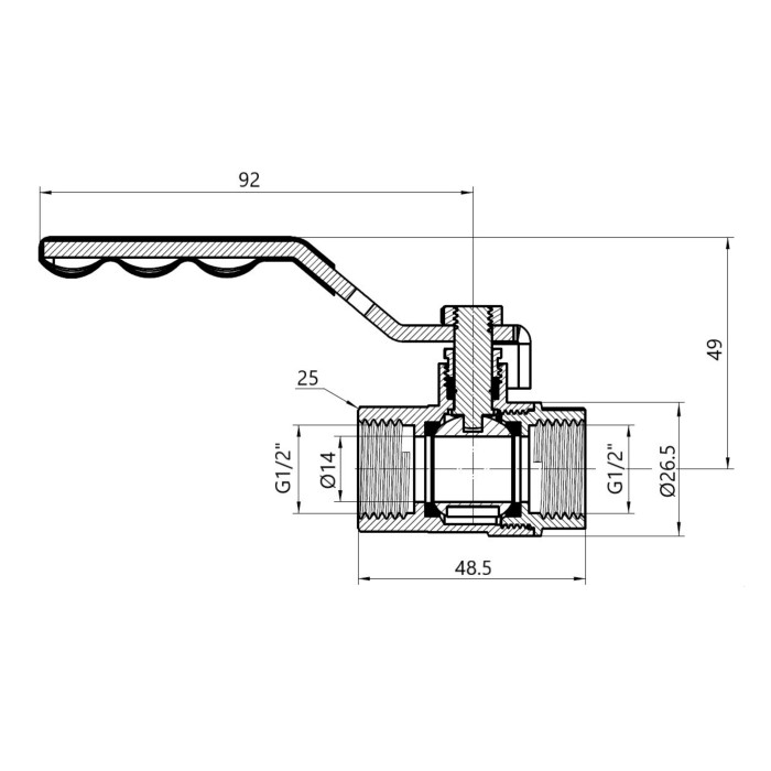 Кран кульовий Thermo Alliance Base 1/2" ВР для газу (важіль) SD600G15