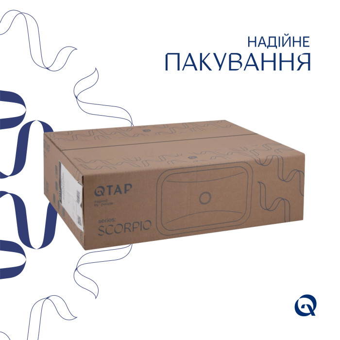 Комплект Qtap Scorpio: Раковина врізна прямокутна 510х390х145 мм White + Донний клапан PU02