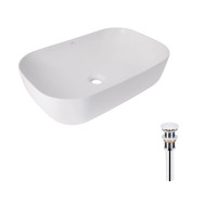 Комплект Qtap Robin: Раковина накладна прамокутна 600x390x150 мм White + Донний клапан PU02