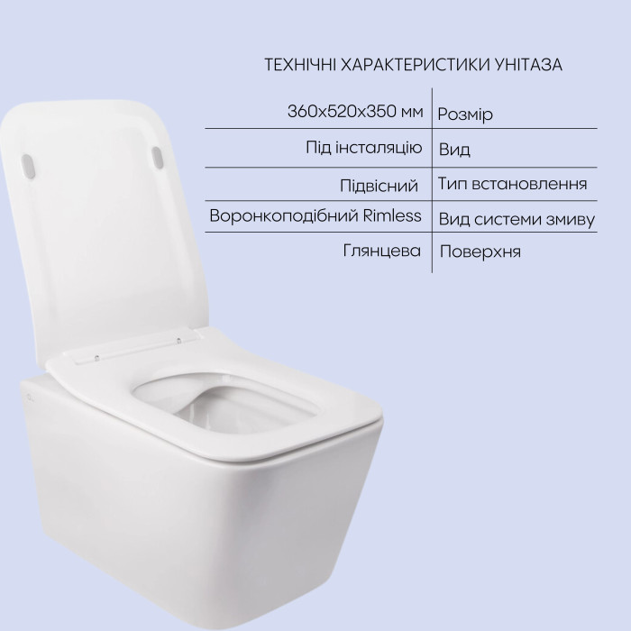 Комплект Qtap Crow 2 в 1: унітаз підвісний Rimless + біде підвісне