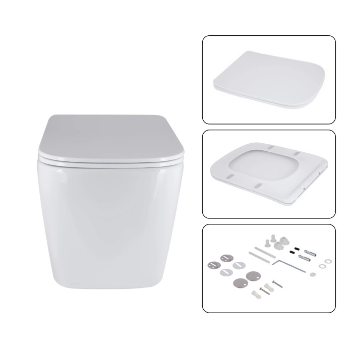 Готове рішення Qtap для ванної кімнати: підвісний унітаз Tern Ultra Quiet 525x345x360 + комплект інсталяції Nest 4 в 1 (квадратна клавіша Satin)