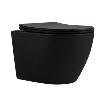 Унітаз підвісний Qtap Robin New Ultra Quiet безобідковий з сидінням Soft-close MATT BLACK QT13332381АSMB