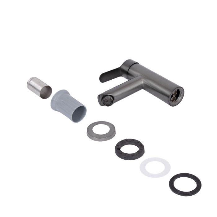 Змішувач для раковини Brinex Pure 001F низький  Graphite BRIPUR001FGRP