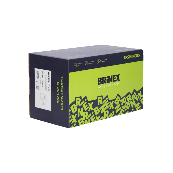 Змішувач для ванни Brinex Pure 006 з поворотним виливом (з душовим гарнітуром) Graphite BRIPUR006GRP