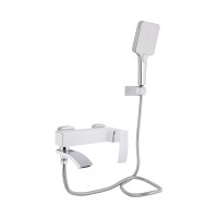 Змішувач для ванни Qtap Swan Cascada з поворотним виливом (з душовим гарнітуром) QTSWA260CRW45569 Chrome/White