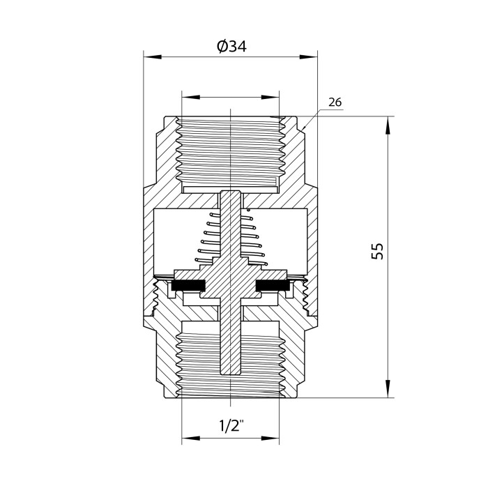 Зворотний клапан Thermo Alliance Forte 1/2"ВВ нікельований із латунним штоком TAF240W15