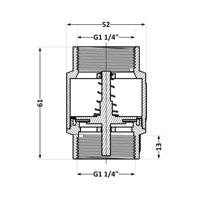 Зворотний клапан Thermo Alliance Standart 1 1/4"ВВ із латунним штоком TAS240W32