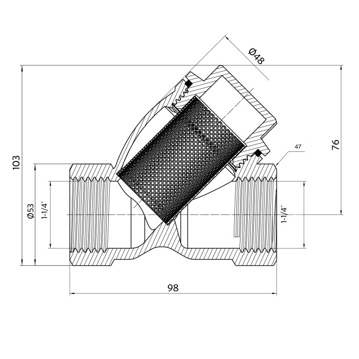 Фільтр грубої очистки Thermo Alliance Forte 1 1/4"ВВ нікель для води косий TAF124W32