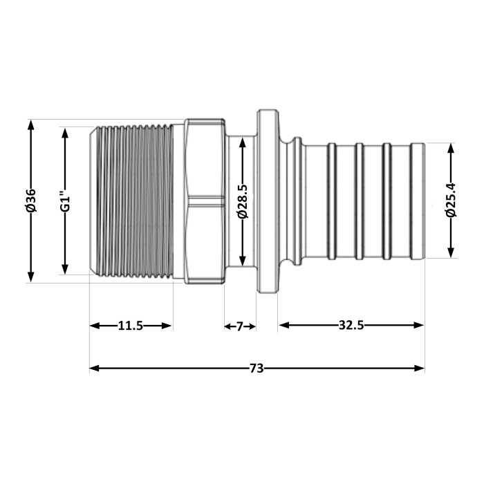 Перехідник під натяжну гільзу Icma №1034 d32х4,4-1"З 851034AFGY05