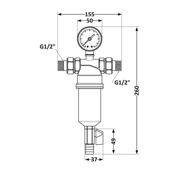 Фільтр самопромивний Thermo Alliance Standart 1/2" тонкого очищення, пластикова колба TAS128W15