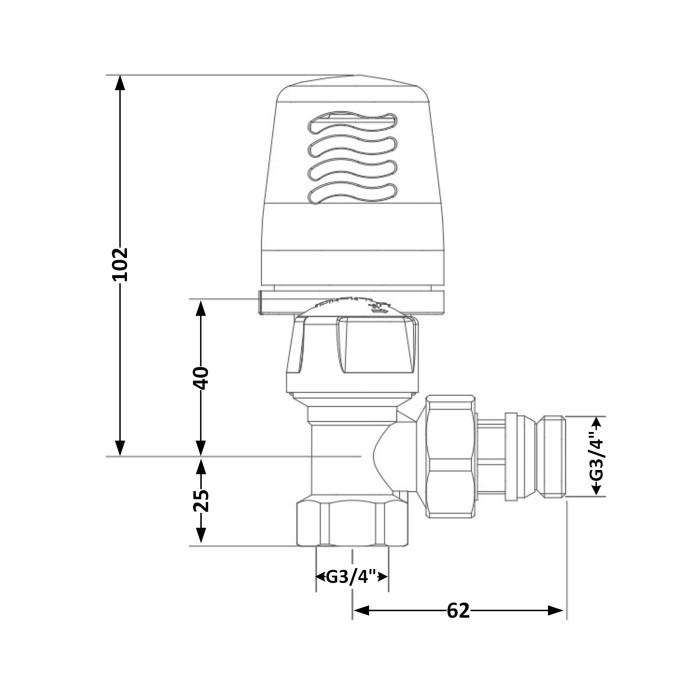 Кран радіаторний термостатичний Icma 3/4"ВН кутовий №764+940 82764AE06940