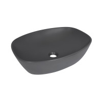 Раковина накладна Qtap Robin 500х380х140 мм, Anthracite, прямокутна, з донним клапаном QT04116302AN