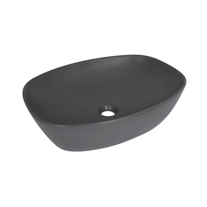 Раковина накладна Qtap Robin 500х380х140 мм, Anthracite, прямокутна, з донним клапаном QT04116302AN