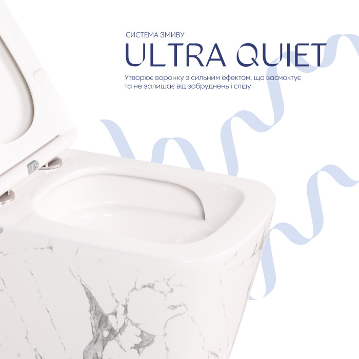 Унітаз підвісний Tern Ultra Quiet 490×365×325 мм, Marble, з сидінням Slim Duroplast / Soft-close / Quick Release QT17332303ASMR Qtap