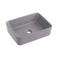 Раковина накладна Qtap Tern 480x370x135 мм, Stone grey, прямокутна, з донним клапаном QT17116069SG
