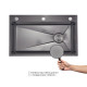 Комплект Lidz Handmade H7545B Мийка для кухні інтегрована Decor Black PVD Honeycomb LDH7545BDECPVD48373+Lidz (BLA) Подрібнювач для кухонного миття