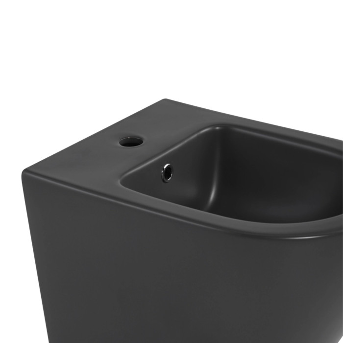 Комплект Qtap Robin Anthracite 3 в 1: підвісний унітаз Ultra Quiet + біде підвісне + раковина накладна QTROBAN49157