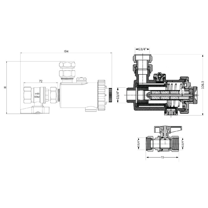 Фільтр-дешламатор Thermo Alliance Forte 3/4", кутовий (магнітний шламоуловлювач) TAF420G20