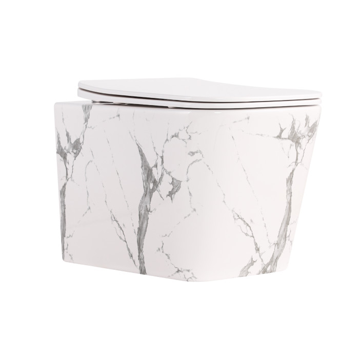 Унітаз підвісний Qtap Tern Ultra Quiet 520×345×325 мм, Marble, з сидінням Slim Duroplast / Soft-close / Quick Release QTTER26MR49002