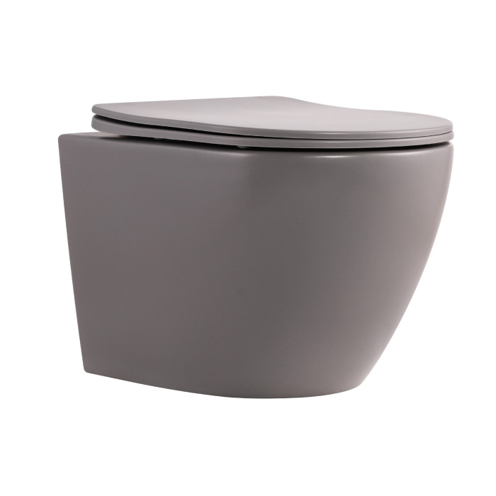 Унітаз підвісний Qtap Robin Ultra Quiet 520×365×340 мм, Stone grey, з сидінням Slim Duroplast / Soft-close / Quick Release QTROB26SG48996