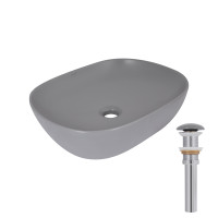 Раковина накладна Qtap Aquarius 470x380x120 мм, Stone grey, прямокутна, з донним клапаном QTAQA188SG49780