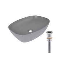 Раковина накладна Qtap Cardinal 500х380х140 мм, Stone grey, прямокутна, з донним клапаном QTCAR188SG49824